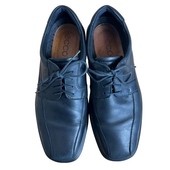 ECCO Shoes Mens EU 43 Black Plain Toe Oxford Casual Comfort - Picture 1 of 16
